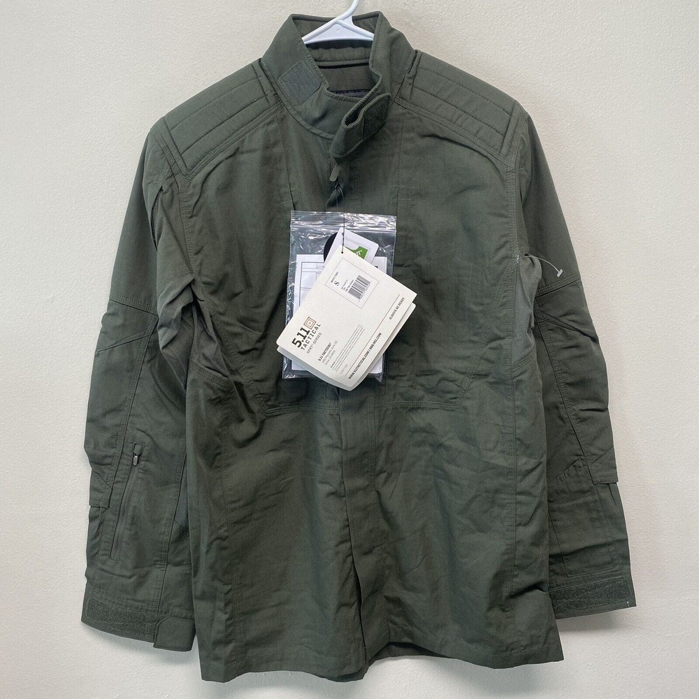 5.11 Tactical Shirt Mens Small XPRT Series Green Work Long Sleeve Full Zip NEW